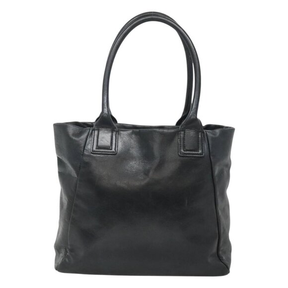TORY BURCH Tote Bag Leather Black Gold Auth - Picture 3 of 16